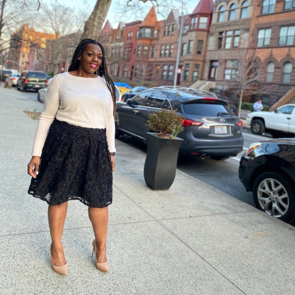 Black Floral Circle Skirt